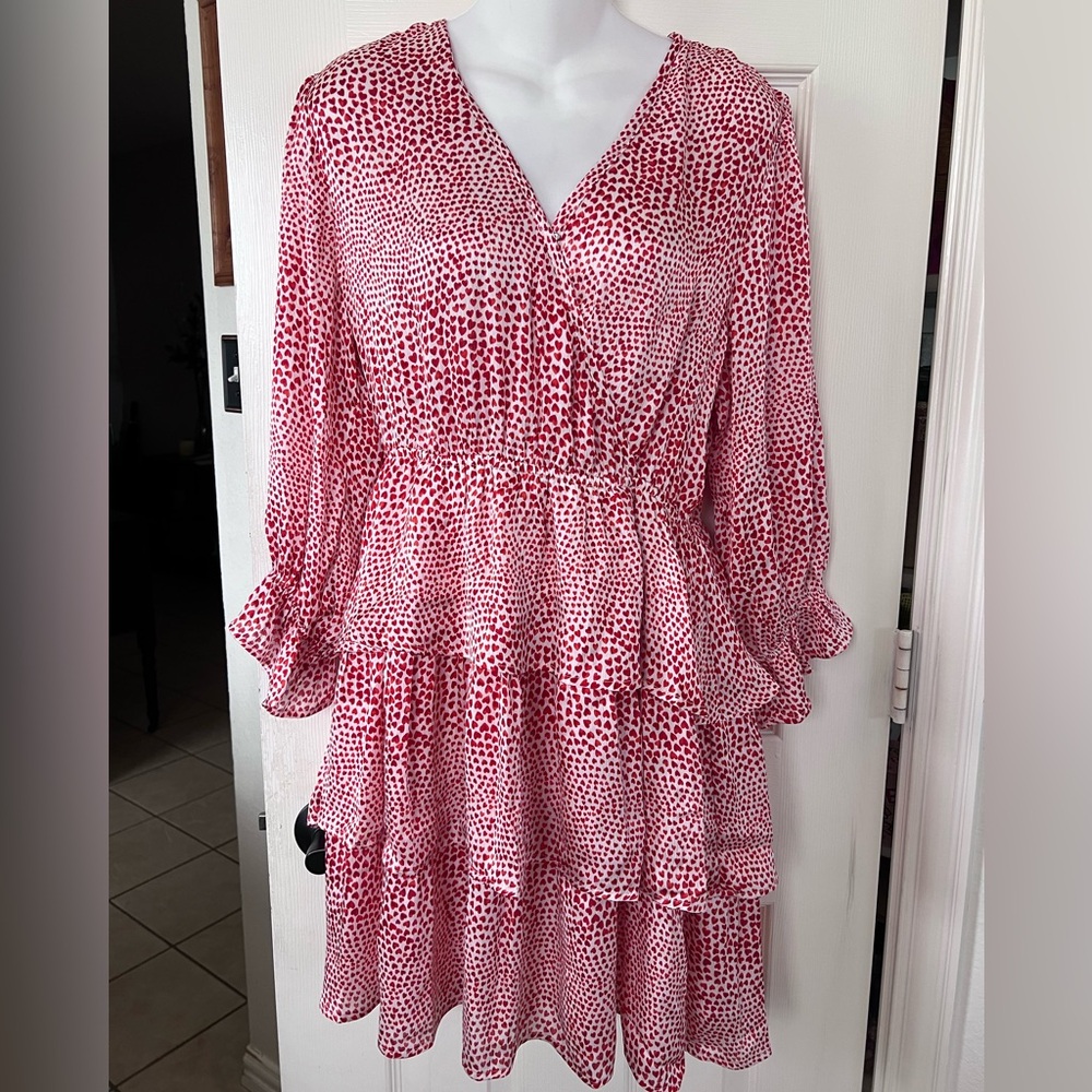 Doe & Rae Hearts of Mine Long Sleeve Ruffle Dress M